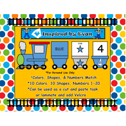 Trains Colors, Shapes, and Numbers Match for Autism